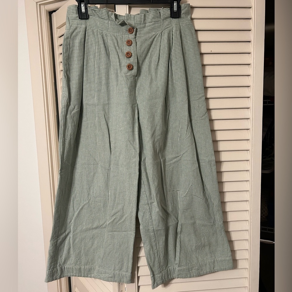 English Factory green plaid pants, size M
